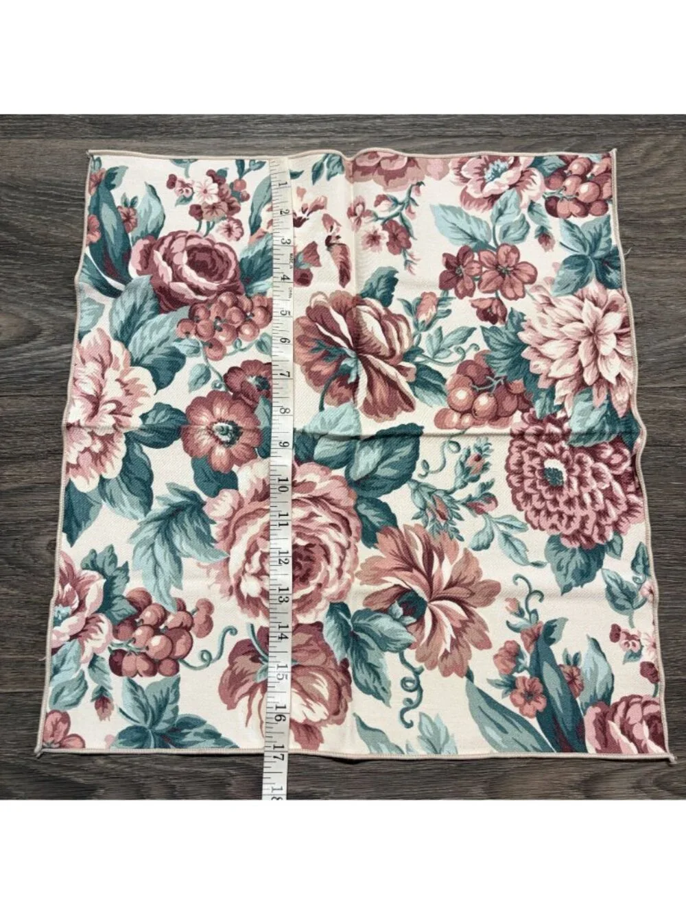 Set 4 Floral Rose Print Cloth Napkins Pink Green Vintage 90s Pastel Cottagecore